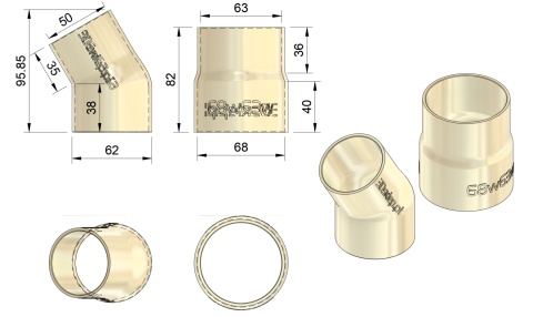 Adapter redukcja 68w63w oraz 62z50w30°