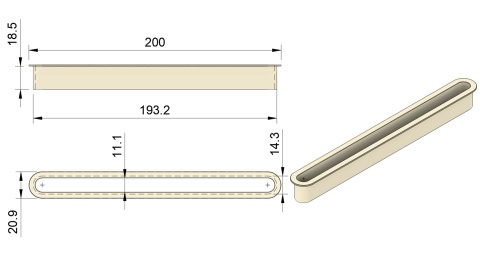 Maskownica Szczelinowa Wentylacyjna 200z14.3zKołnierz5Wys18.5 Beżowy