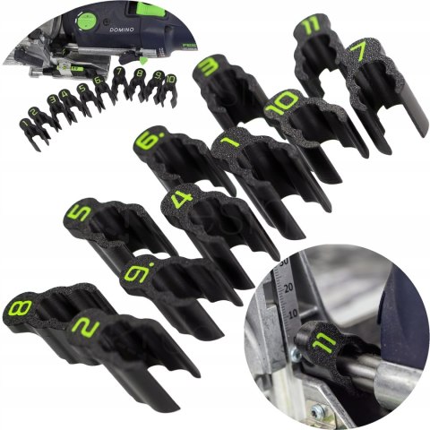 Blokady głębokości frezowania do Domino DF500 - zestaw 11 dystansów 1-11 mm