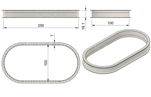 Dwustronna maskownica owalna ∅200na100 Wys. 18 Skladana Biała