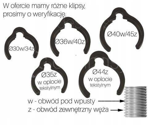 Klips zacisk na wąż Starmix wymiary zewnętrzne węża Ø45z 1szt Czarny