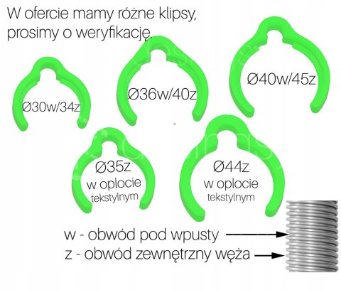 Klips zacisk na wąż gładki Festool D27 w oplocie tekstylnym Ø35z Ziel 1szt.