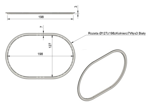 Rozeta ∅127z198zKołnierz7 Różne wysokości i kolory