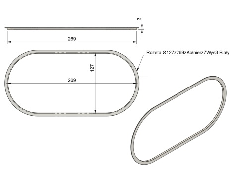 Rozeta ∅127z269zKołnierz7 Różne wysokości i kolory